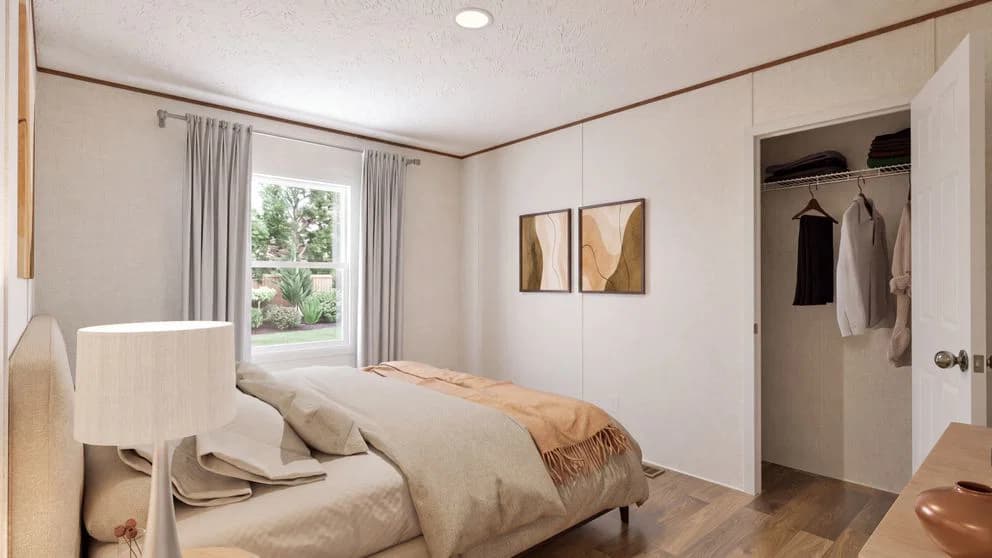 Redwood bedroom home features