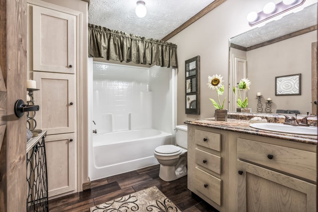 The rock bathroom home features